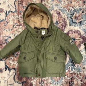 GAP Kids Olive Hooded Puffer Jacket